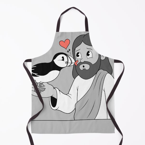 Item preview, Cute puffin kissing jesus cartoon designed and sold by Blupunk.