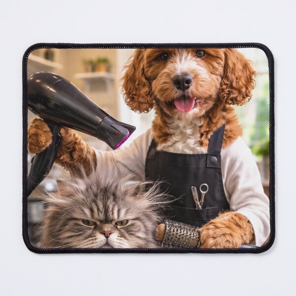 Item preview, Cockapoo Hairdresser Grooming a Cat designed and sold by Paul Thompson Photography.