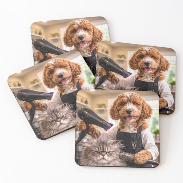 Item preview, Cockapoo Hairdresser Grooming a Cat designed and sold by Paul Thompson Photography.