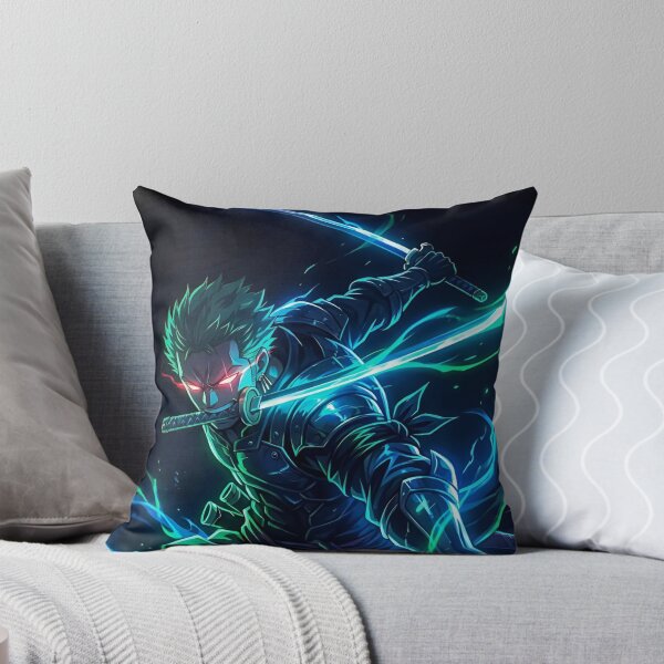Item preview, Zoro - Dark Neon Swordsman – Triple Blade Anime Warrior with Electric Aura designed and sold by Dyan4.