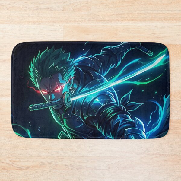 Item preview, Zoro - Dark Neon Swordsman – Triple Blade Anime Warrior with Electric Aura designed and sold by Dyan4.