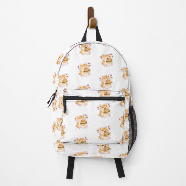 Item preview, Cute Hamster Eating Burger Sticker – Kawaii Food Lover Hamster with Hearts designed and sold by pn_terest.
