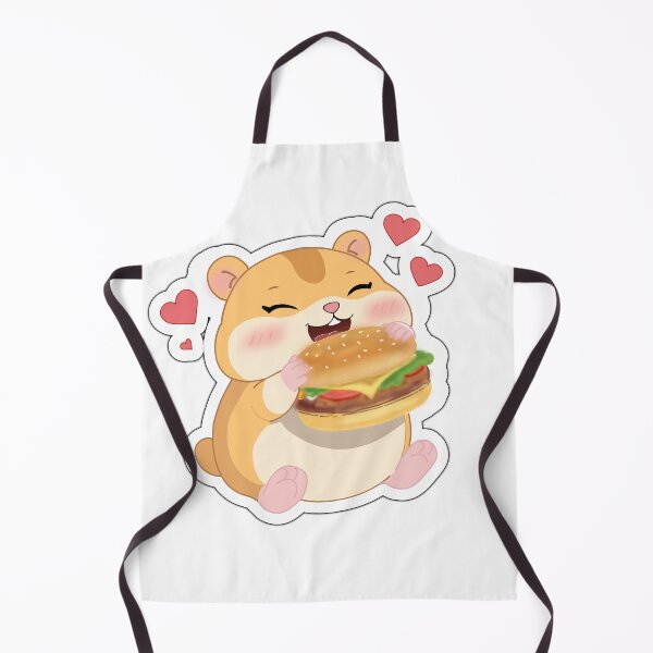 Item preview, Cute Hamster Eating Burger Sticker – Kawaii Food Lover Hamster with Hearts designed and sold by pn_terest.