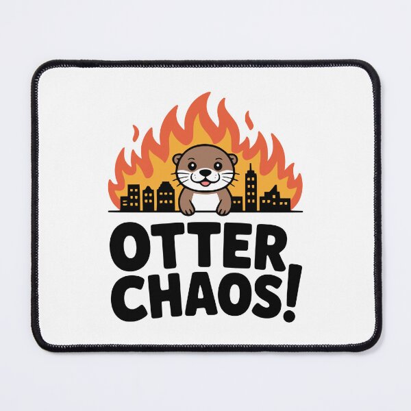 Item preview, OTTER CHAOS!" Funny Otter T-Shirt – Maniacal Otter in Flames, Wordplay Humor designed and sold by PMCreative.