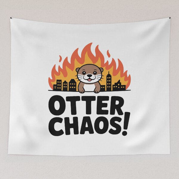 Item preview, OTTER CHAOS!" Funny Otter T-Shirt – Maniacal Otter in Flames, Wordplay Humor designed and sold by PMCreative.