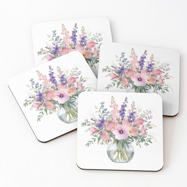 Item preview, Pink flowers bouquet watercolor designed and sold by uunaa.