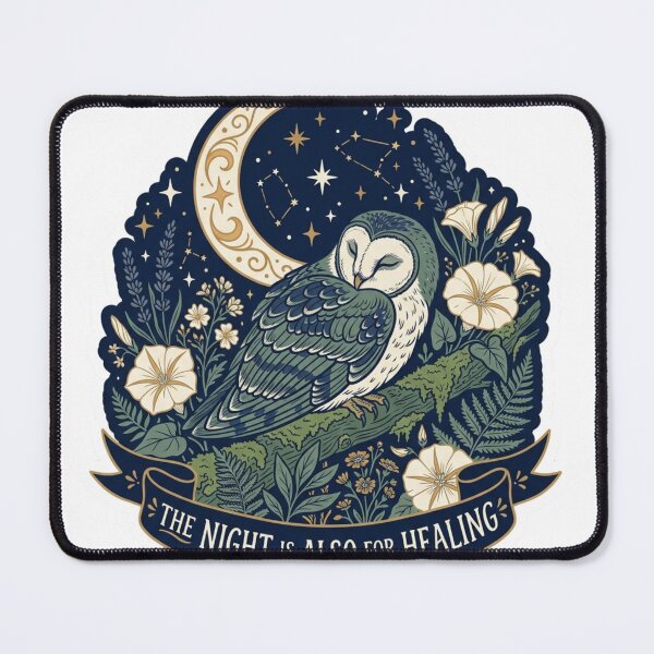 Item preview, Sleeping Owl The Night Is Also For Healing Cottagecore Mental Health Sticker designed and sold by AlexBloomStudio.