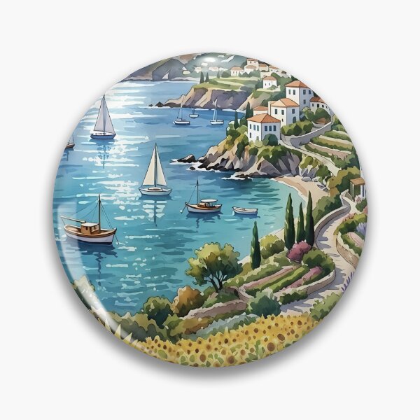 Item preview, Sunflowers by the Sea - Vibrant Mediterranean Summer Landscape designed and sold by EdaAlydn.