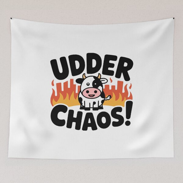 Item preview, UDDER CHAOS! Funny Cow T-Shirt – Hilarious Farm Animal Pun, Udder Mayhem Graphic designed and sold by PMCreative.