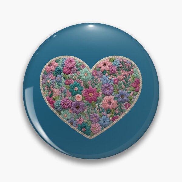 Item preview, Faux Embroidery Floral Heart – Decorative Botanical Stitch Design designed and sold by EVESTUDIOART.