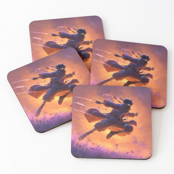 Item preview, Dynamic Jumping Ninja Attack - Fiery Purple Sunset Action designed and sold by MouradStudio.