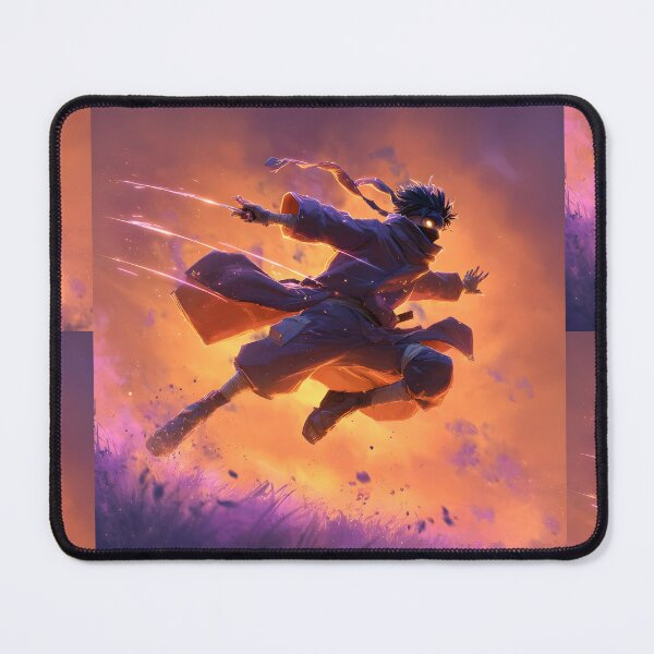 Item preview, Dynamic Jumping Ninja Attack - Fiery Purple Sunset Action designed and sold by MouradStudio.