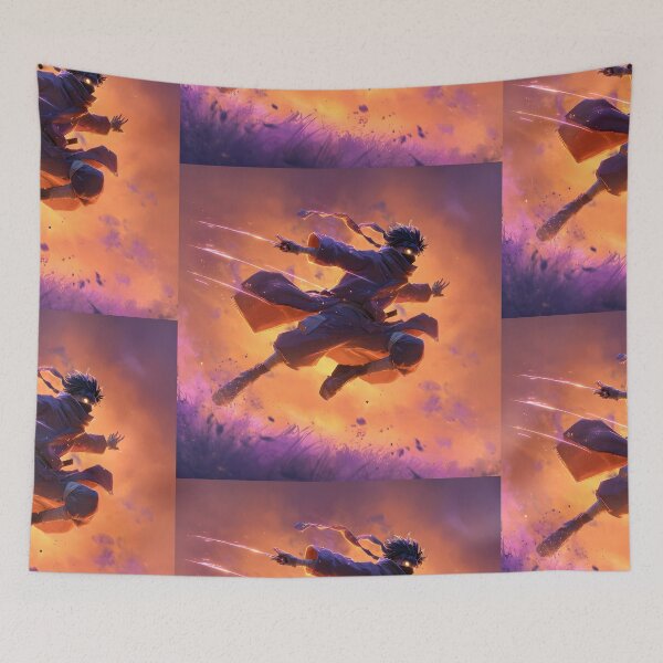 Item preview, Dynamic Jumping Ninja Attack - Fiery Purple Sunset Action designed and sold by MouradStudio.