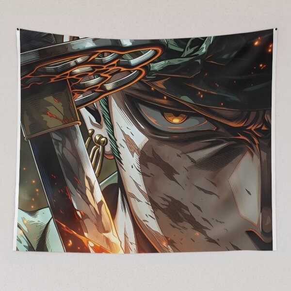 Item preview, Zoro - Shadow Flame Swordsman – Dark Anime Warrior with Cursed Blade Aura designed and sold by Dyan4.