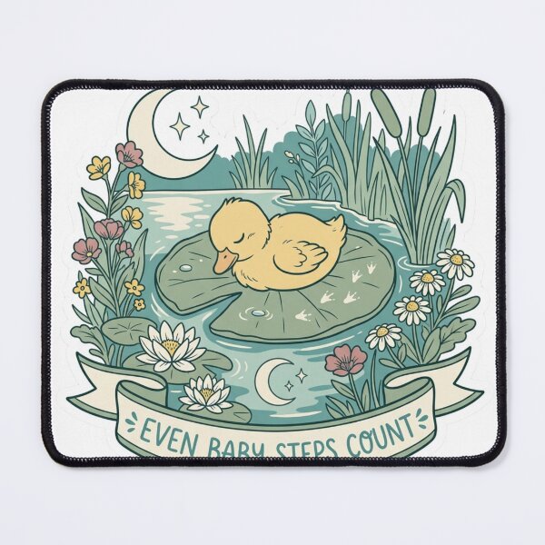 Item preview, Sleeping Duckling Even Baby Steps Count Cottagecore Mental Health Sticker designed and sold by AlexBloomStudio.