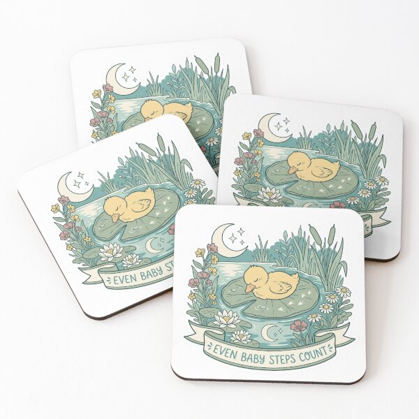 Item preview, Sleeping Duckling Even Baby Steps Count Cottagecore Mental Health Sticker designed and sold by AlexBloomStudio.