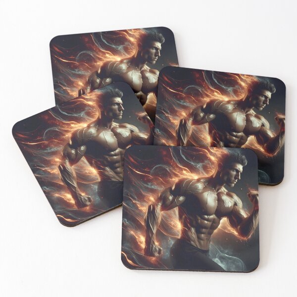 Item preview, Volcanic Muscle Power: Flaming Bodybuilder Fire Warrior designed and sold by MouradStudio.