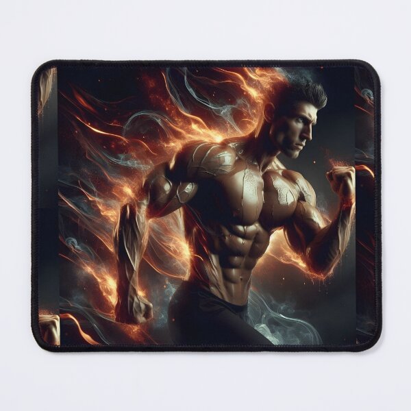 Item preview, Volcanic Muscle Power: Flaming Bodybuilder Fire Warrior designed and sold by MouradStudio.