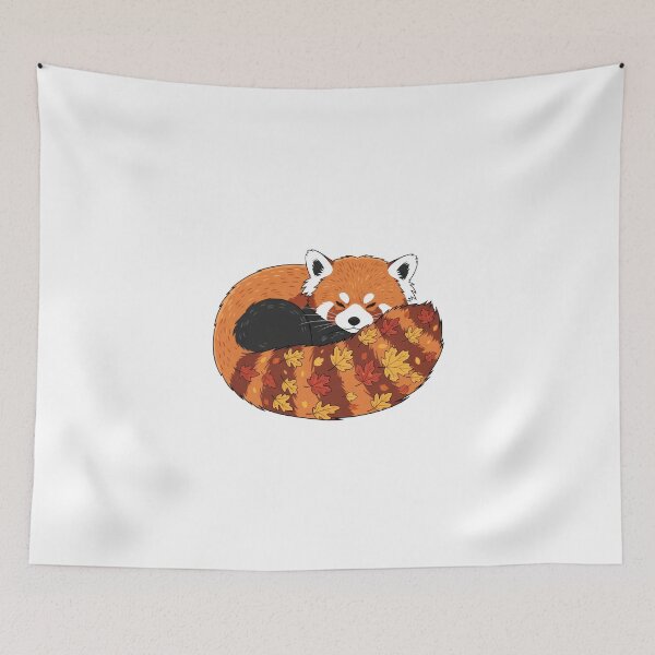 Item preview, Cozy Sleeping Red Panda in Autumn Leaves designed and sold by The Grumpy Pet Club.