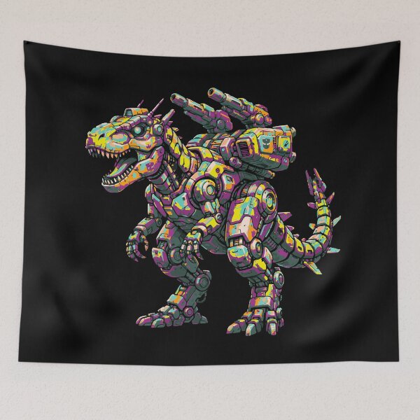 Item preview, Cyber T-Rex – Armed Mecha Dinosaur Illustration designed and sold by onlin3boutiqu3.
