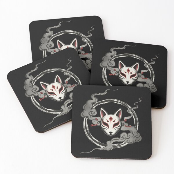 Item preview, Kitsune Mask Minimal – Japanese Fox Spirit Ink Circle Art  designed and sold by LavinyArt.