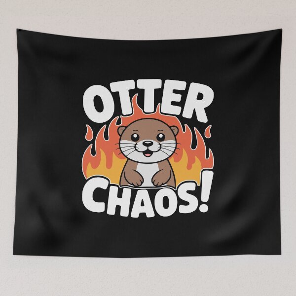 Item preview, Otter Chaos Funny Animal Pun Illustration designed and sold by PMCreative.