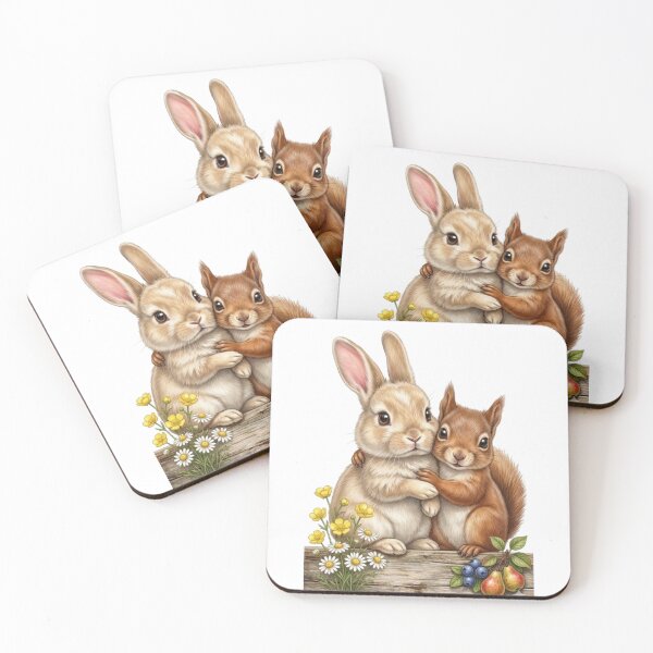 Item preview, Forest Duo: Rabbit and Red Squirrel Embracing designed and sold by CHRIST5000.