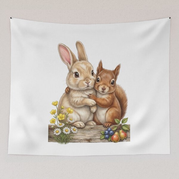 Item preview, Forest Duo: Rabbit and Red Squirrel Embracing designed and sold by CHRIST5000.