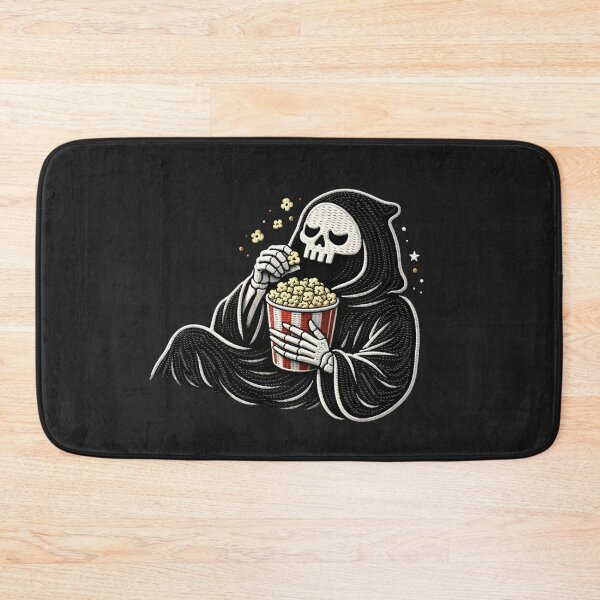 Item preview, Grim Reaper Popcorn Movie Mode Chill Gothic Embroidery Design designed and sold by ColorSplash123.