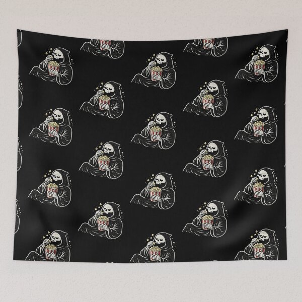 Item preview, Grim Reaper Popcorn Movie Mode Chill Gothic Embroidery Design designed and sold by ColorSplash123.