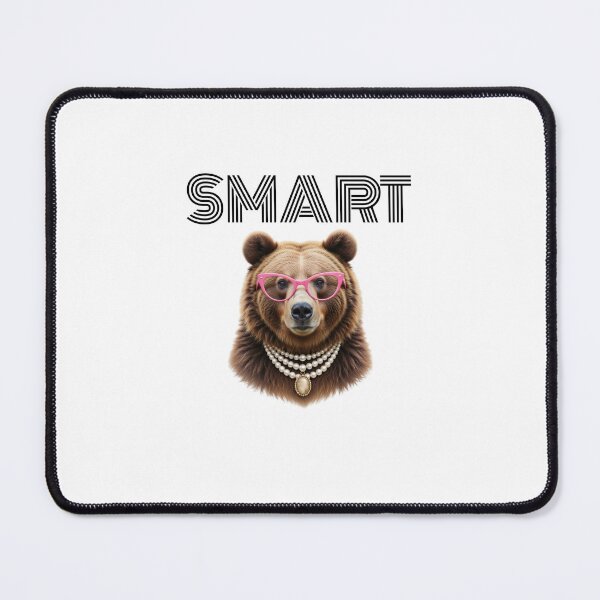 Item preview, Smart Bear Illustration — Retro Chic Brown Grizzly with Pink Glasses and Pearls designed and sold by Colorful-Garden.