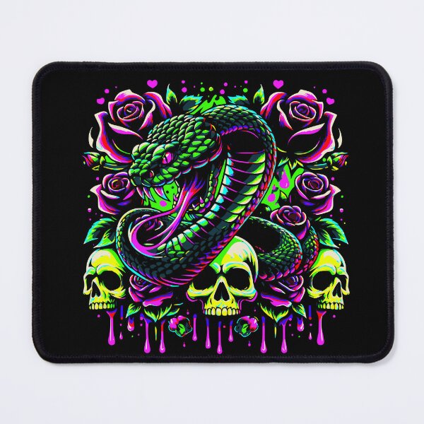 Item preview, Neon Venom Snake – Skull & Roses Gothic Illustration designed and sold by onlin3boutiqu3.