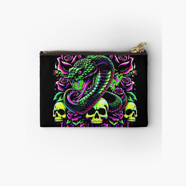 Artikelvorschau, Neon-Giftschlange – Gothic-Illustration mit Totenkopf und Rosen entworfen und verkauft von onlin3boutiqu3.