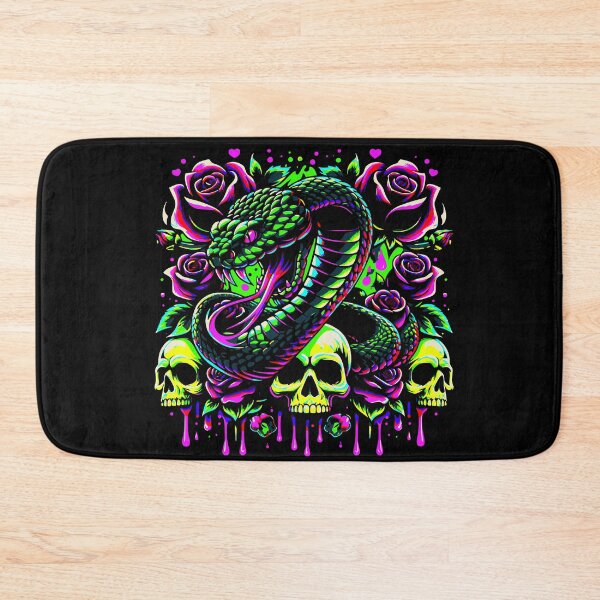 Item preview, Neon Venom Snake – Skull & Roses Gothic Illustration designed and sold by onlin3boutiqu3.