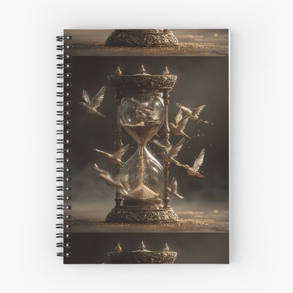 Item preview, Time Flies Vintage Golden Hourglass with Doves Surreal Art designed and sold by MouradStudio.