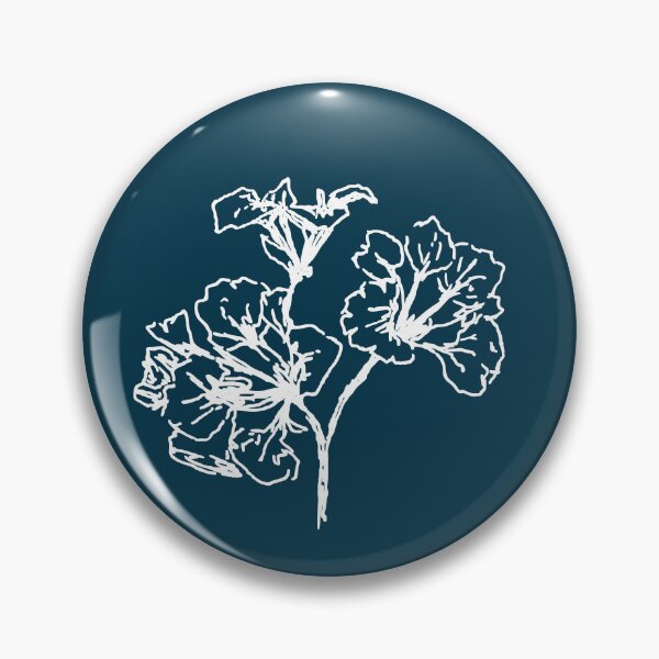 Item preview, Flowers, Line Drawing Symmetric Minimalist Aesthetic Natural Design Midnight Blue designed and sold by SWSandraWechner.