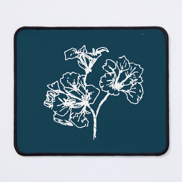 Item preview, Flowers, Line Drawing Symmetric Minimalist Aesthetic Natural Design Midnight Blue designed and sold by SWSandraWechner.