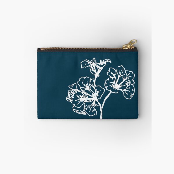 Item preview, Flowers, Line Drawing Symmetric Minimalist Aesthetic Natural Design Midnight Blue designed and sold by SWSandraWechner.