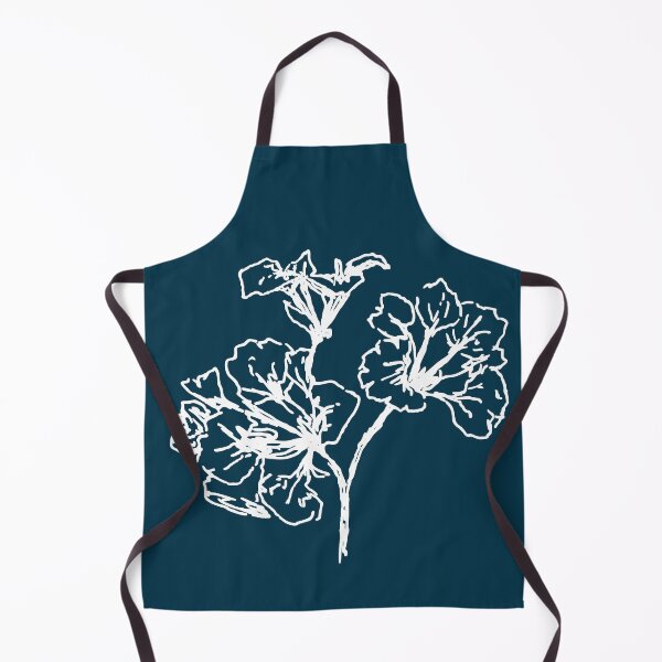 Item preview, Flowers, Line Drawing Symmetric Minimalist Aesthetic Natural Design Midnight Blue designed and sold by SWSandraWechner.