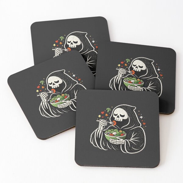 Item preview, Grim Reaper Healthy Salad Cute Gothic Fitness Aesthetic Embroidery Design designed and sold by ColorSplash123.