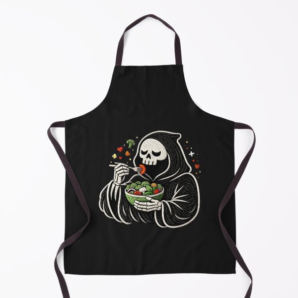 Item preview, Grim Reaper Healthy Salad Cute Gothic Fitness Aesthetic Embroidery Design designed and sold by ColorSplash123.