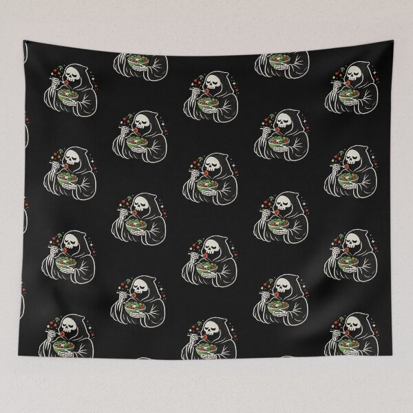 Item preview, Grim Reaper Healthy Salad Cute Gothic Fitness Aesthetic Embroidery Design designed and sold by ColorSplash123.