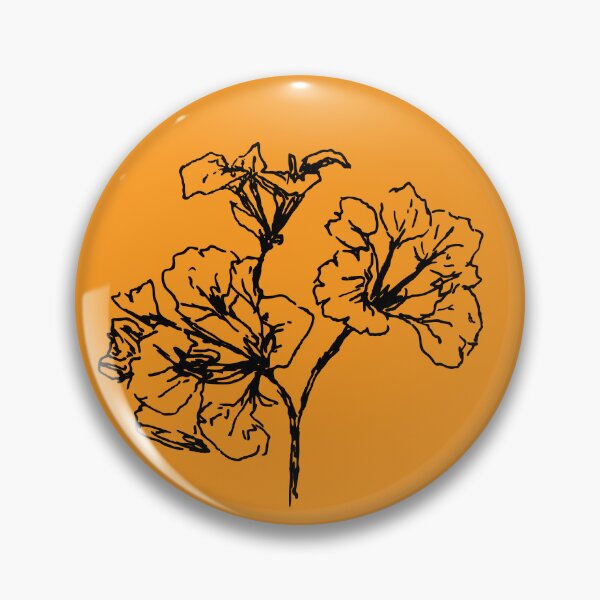 Item preview, Flowers, Line Drawing Symmetric Minimalist Aesthetic Natural Design Yellow Mustard designed and sold by SWSandraWechner.