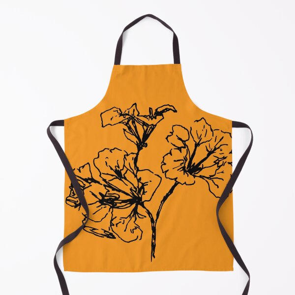 Item preview, Flowers, Line Drawing Symmetric Minimalist Aesthetic Natural Design Yellow Mustard designed and sold by SWSandraWechner.