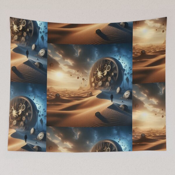 Item preview, Sands of Time Surreal Melting Clock Desert Dreamscape designed and sold by MouradStudio.