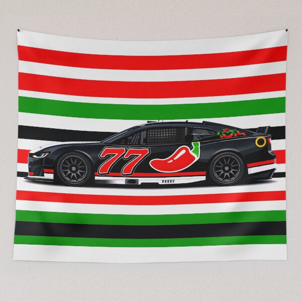 Artikelvorschau, Carson Hocevar Nr. 77 NASCAR Seitenansicht entworfen und verkauft von PitWallArt.