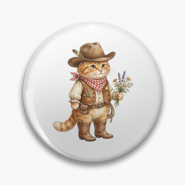 Item preview,  Western Cowboy Cat with Wildflowers Hat and Boots designed and sold by SOUFIANE1991.