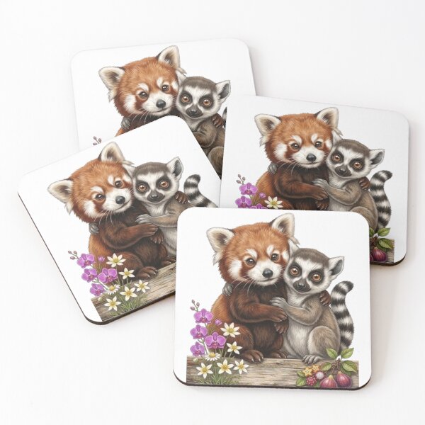 Item preview, Exotic Duo: Red Panda and Lemur Embracing designed and sold by CHRIST5000.