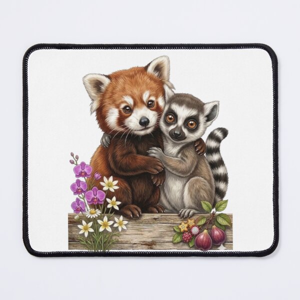 Item preview, Exotic Duo: Red Panda and Lemur Embracing designed and sold by CHRIST5000.
