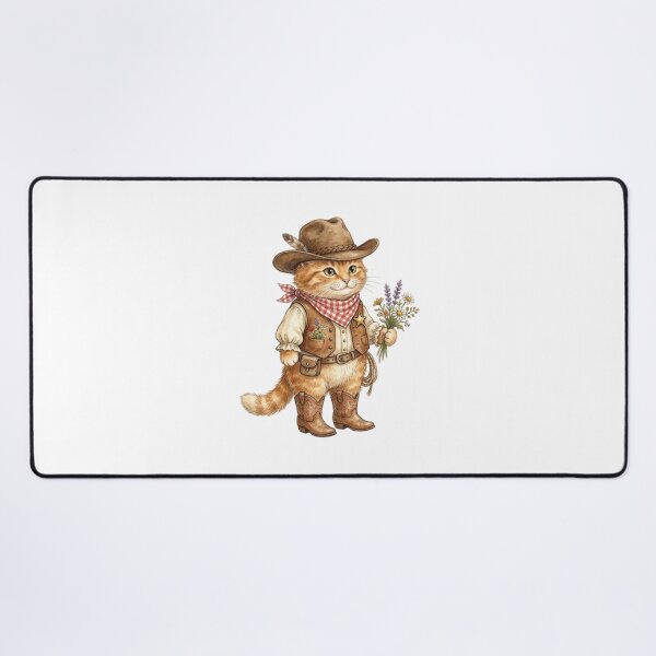 Item preview, Western Cowboy Cat with Wildflowers Hat and Boots designed and sold by SOUFIANE1991.